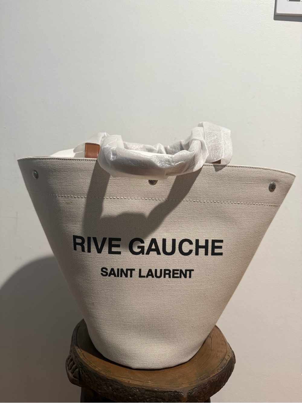 Saint Laurent Cream Rive Gauche Canvas Tote